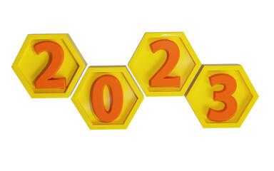 yellow honeycomb year 2023 3d render design