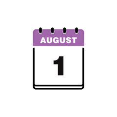 August Calendar Icon Vector Template