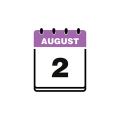 August Calendar Icon Vector Template
