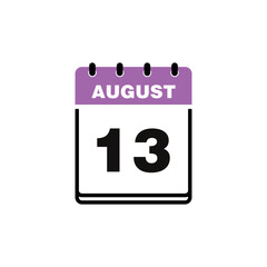 August Calendar Icon Vector Template