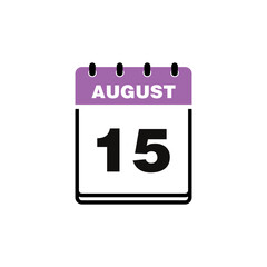 August Calendar Icon Vector Template