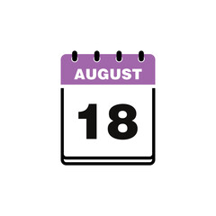 August Calendar Icon Vector Template