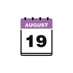 August Calendar Icon Vector Template