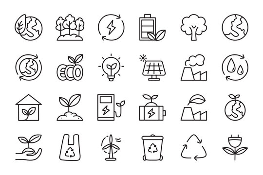 ecology energy conservation cute line icon