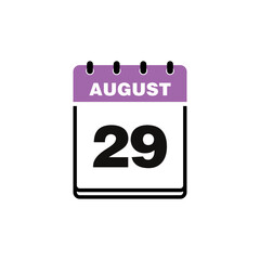 August Calendar Icon Vector Template