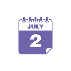 July Calendar Icon Vector Template