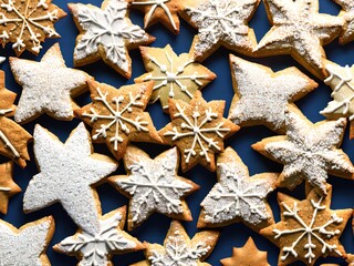 Fototapeta na wymiar christmas star cookies with Generative AI technology
