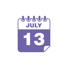 July Calendar Icon Vector Template