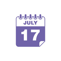 July Calendar Icon Vector Template