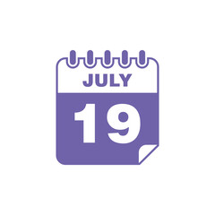 July Calendar Icon Vector Template