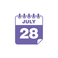 July Calendar Icon Vector Template