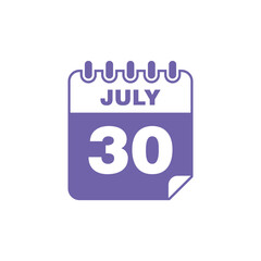July Calendar Icon Vector Template