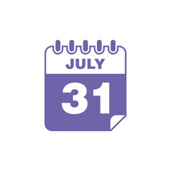 July Calendar Icon Vector Template