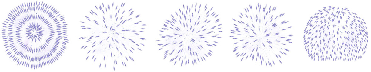 Set Of Realistic Glowing Violet Fireworks Brightly Shining Illustration Design
