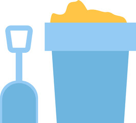 Cartoon Beach Shovel and Sand Bucket Icon