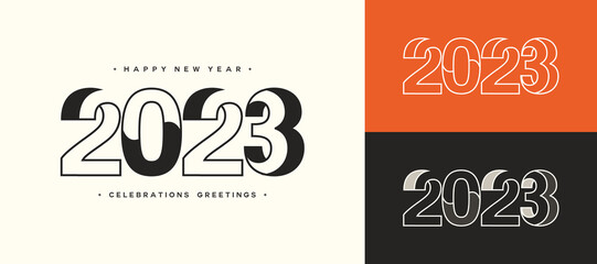 Set of new year greeting 2023. Happy New Year with the 2023 logo made of number style.