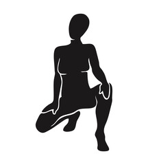 Vector flat illustration with inspired by Henri Matisse abstract woman silhouette. The female figure in minimalistic aesthetic cut out style. Trendy poster in collage technique isolated.