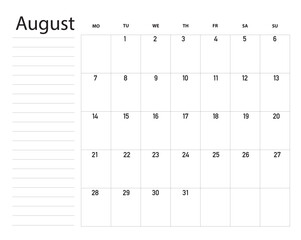 To do list for august 2023, organizer, planner.