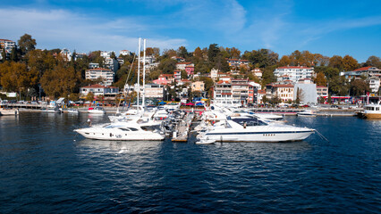 Fototapeta na wymiar Marinas in the Bosphorus, Istinye marina, the outskirts of the Bosphorus