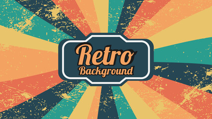 retro groovy sunburst background with 60s texture spiral vector design