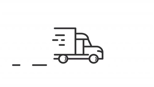 Animated transport linear icons set. Commuting. Public and personal transportation. Vehicles. Seamless loop HD video with alpha channel on transparent background. Outline motion graphic animation