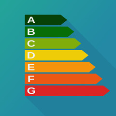 Bar defining energy efficiency classification from A to G in flat design style