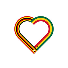 unity concept. heart ribbon icon of uganda and ghana flags. vector illustration isolated on white background