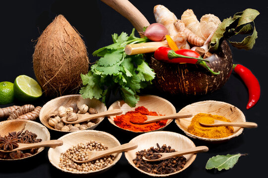 A collection of Indonesian ingredients from Asian cuisine.