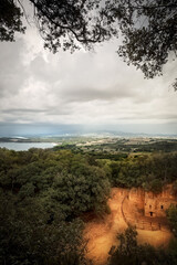 Vista panoramica dalla fortezza di Populonia, Toscana, Italia, vista panoramica