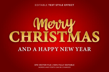 Gold Merry Christmas Editable Text Effect