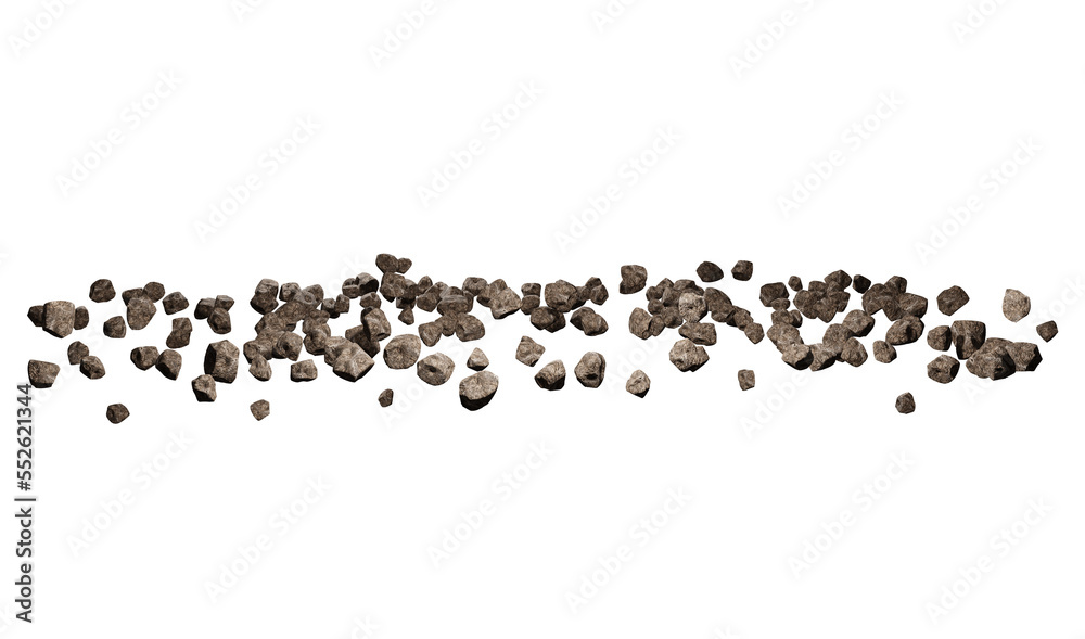 Wall mural falling rocks isolated transparency background. 3d rendering illustration.