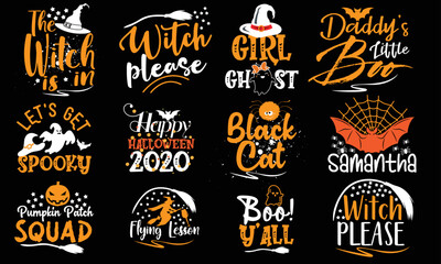 Halloween Typography , Party  , Halloween day , SVG , T shirt Design bundle 