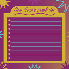 A new year's resolution list vector design with colorful gradient, flower pattern, typography and bullet list. new year's resolution with space for text. goal setting concept.