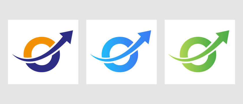 Letter O Financial Logo. Marketing And Finance Business Logotype With Growth Arrow Symbol