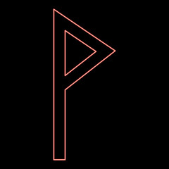 Neon vuno rune Wunjo symbol W win vane joy red color vector illustration image flat style