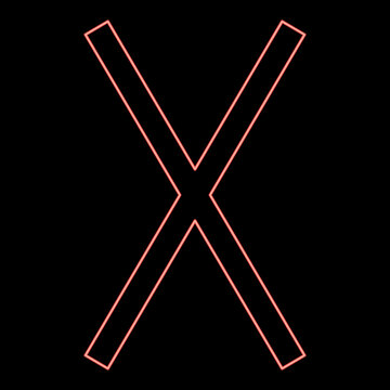Neon gebo rune Gift talent sign red color vector illustration image flat style