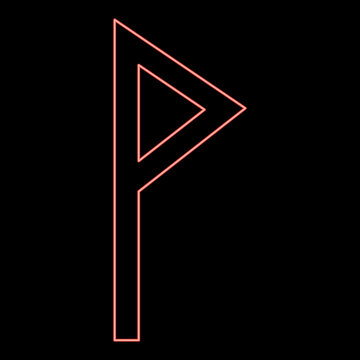 Neon vuno rune Wunjo symbol W win vane joy red color vector illustration image flat style