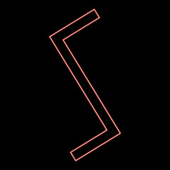 Neon sowull rune sol sun symbol red color vector illustration image flat style