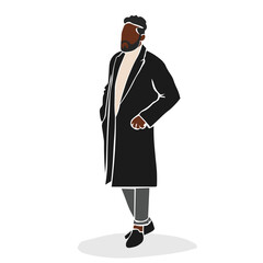 Obraz na płótnie Canvas Modern fashionable black man in elegant line art style vector abstract