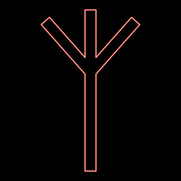 Neon algiz Elgiz rune elk reed defence symbol red color vector illustration image flat style