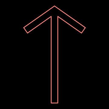 Neon teiwaz rune Telwaz tyr warrior symbol red color vector illustration image flat style