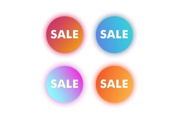 Set of Colorful Gradient Icons With Text Sale. Vector buttons. Design elements for smm, advertising, marketing, ui, ux, apps and more.