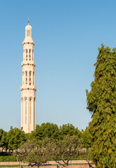 Minaret of the Sultan Qaboos Grand Mosque in Muscat, Oman, Middle East