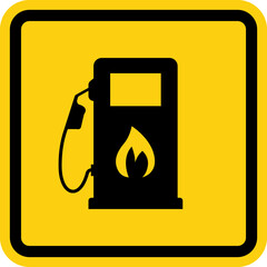 Gas station sign vector illustration. Warning symbol. Gas station warning road sign.