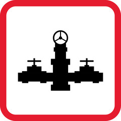 Gas station sign vector illustration. Warning symbol. Gas station warning road sign.