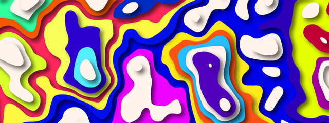 Abstract background with waves. Abstract modern colorful paper cut background. Papercut shape banner background. Abstract modern geometric shape 3d papercut luxury background with multicolor