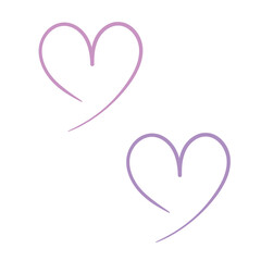 Vector heart shape. Purple drawing isolated on white background