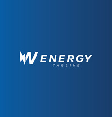 Initial letter W power energy logo design with thunderbolt vector icon