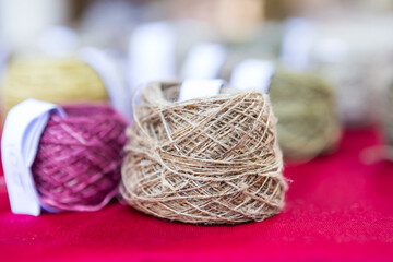 Natural thread roll with nature, organic and eco product for craft and cloth making, product of Thailand