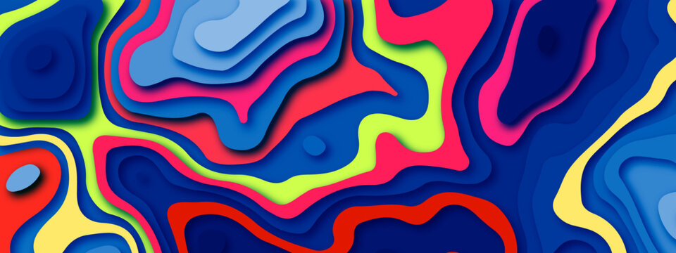 Abstract background with waves. Abstract modern colorful paper cut background. Papercut shape banner background. Abstract modern geometric shape 3d papercut luxury background with multicolor
